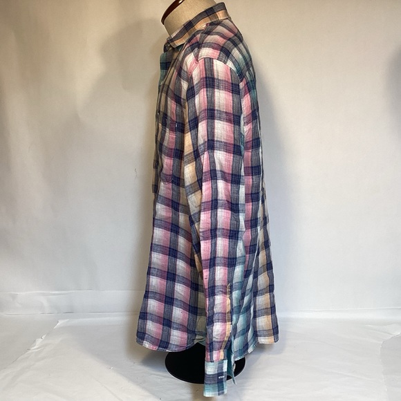 Tommy Bahama Men’s Linen Long Sleeve Button Down Plaid Shirt Size large - Picture 6 of 13